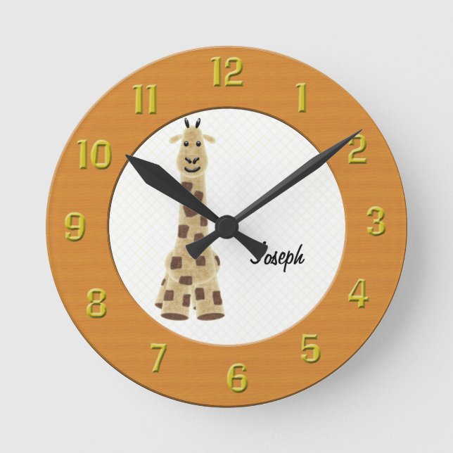 Personlig Giraffe Wall Clock Rund Klocka (Framsida)