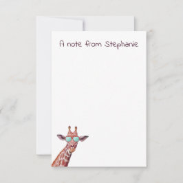 Personlig Giraffe Watercolor Lila Funny Anteckningskort