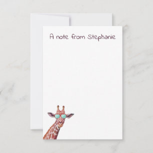 Personlig Giraffe Watercolor Lila Funny Anteckningskort