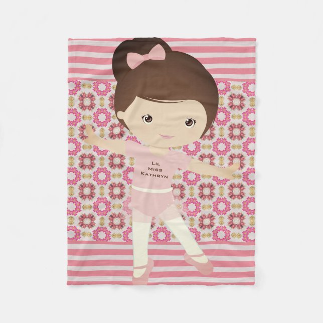 Personlig Girl Ballerina Fleecefilt (Framsidan)