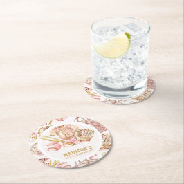 Personlig Girl Birthday Baseball Underlägg Papper Rund