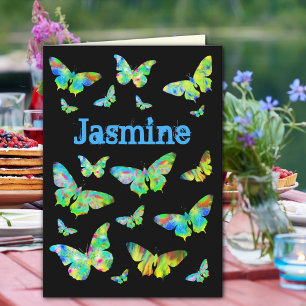 Personlig Girl Birthday Psychedelic Butterfly Kort