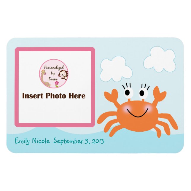 Personlig Girl Crab Photo Magnet Keepsak (Horisontell)