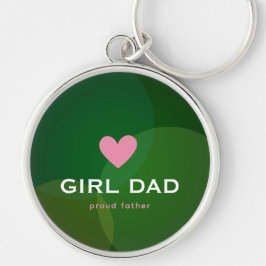Personlig Girl Dad Holografisk Rund Silverfärgad Nyckelring
