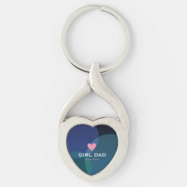 Personlig Girl Dad Holografisk Twisted Heart Silverfärgad Nyckelring