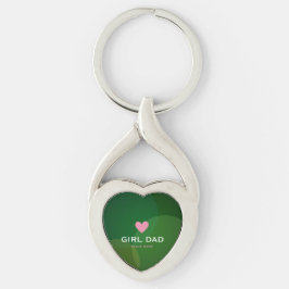 Personlig Girl Dad Holografisk Twisted Heart Silverfärgad Nyckelring