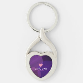 Personlig Girl Dad Holografisk Twisted Heart Silverfärgad Nyckelring