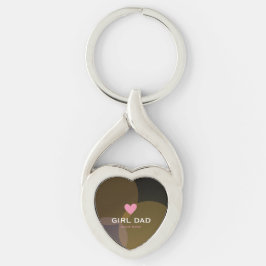 Personlig Girl Dad Holografisk Twisted Heart Silverfärgad Nyckelring