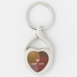Personlig Girl Dad Holografisk Twisted Heart Silverfärgad Nyckelring