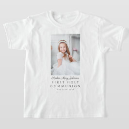 Personlig Girl First Heliga Communion Photo T Shirt