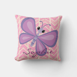 Personlig Girl Lila Butterfly Pillow Kudde