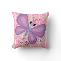 Personlig Girl Lila Butterfly Pillow