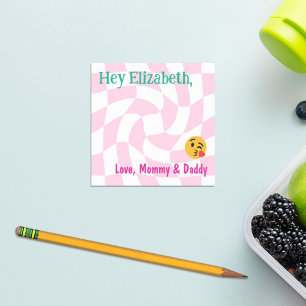 Personlig Girl Lunch Box Notes Retro Checker Post-it Block