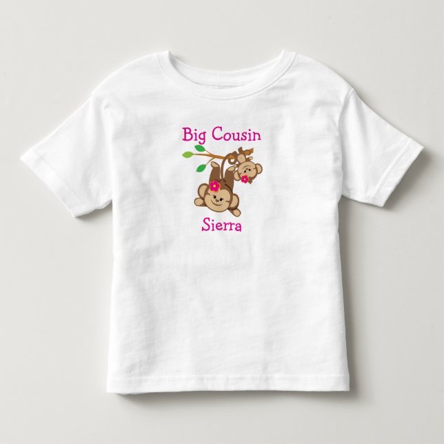 Personlig Girl Monkey Big Cousin Tee (Framsida)