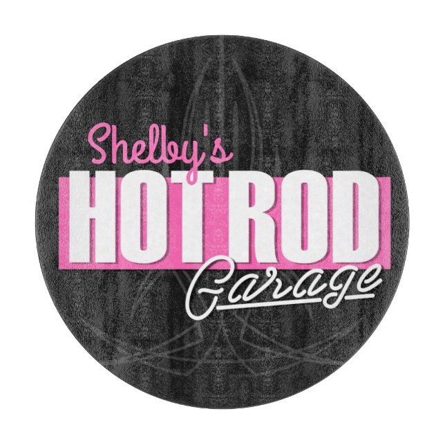 Personlig Girl NAMN Streck Hot rod Garage (Framsidan)