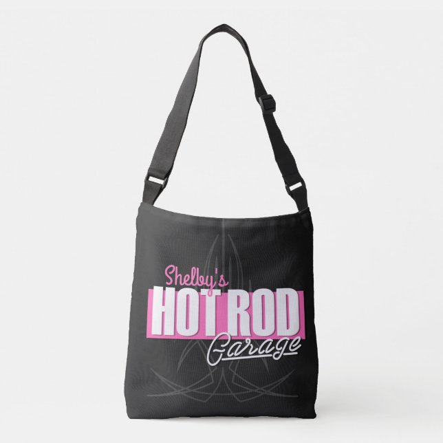 Personlig Girl NAMN Streck Hot rod Garage Axelväska (Framsida)