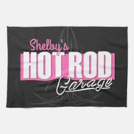Personlig Girl NAMN Streck Hot rod Garage Kökshandduk