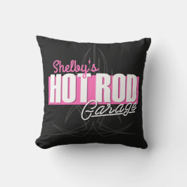 Personlig Girl NAMN Streck Hot rod Garage Kudde