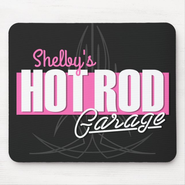 Personlig Girl NAMN Streck Hot rod Garage Musmatta (Framsidan)