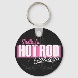 Personlig Girl NAMN Streck Hot rod Garage Nyckelring