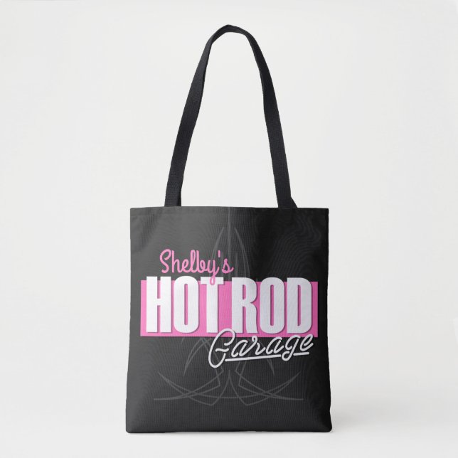 Personlig Girl NAMN Streck Hot rod Garage Tygkasse (Framsida)