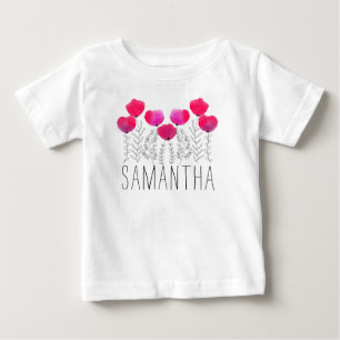 Personlig Girl Namn Watercolor Blommigt T Shirt