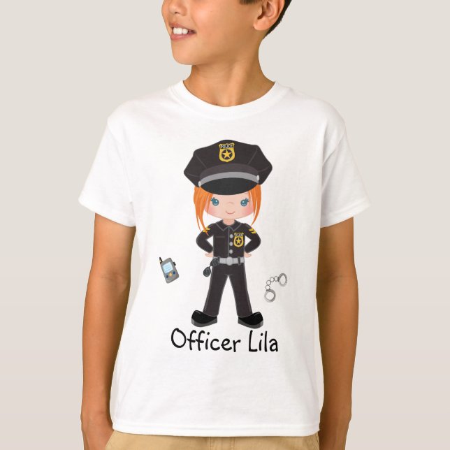 Personlig Girl Police Officer Law Enforccment T Shirt (Framsida)