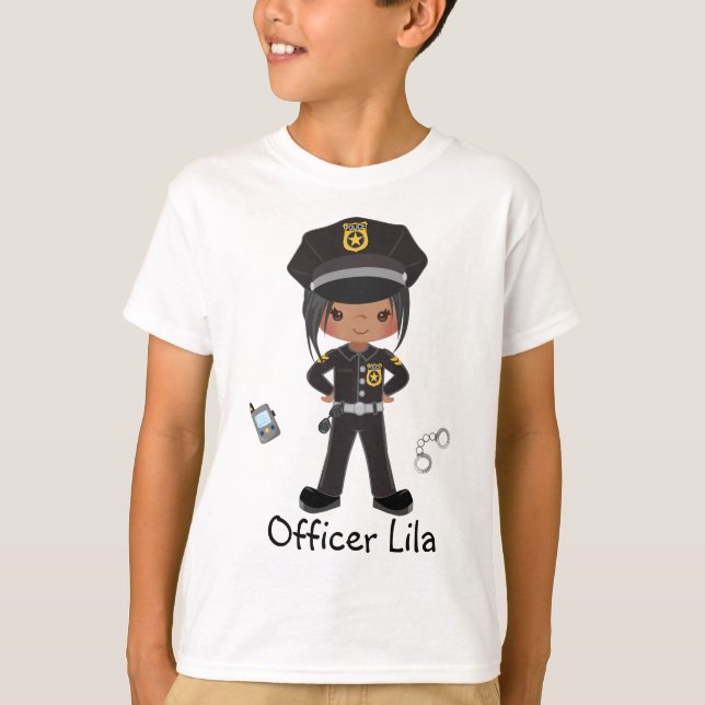 Personlig Girl Police Officer Law Enforccment T Shirt (Framsida)