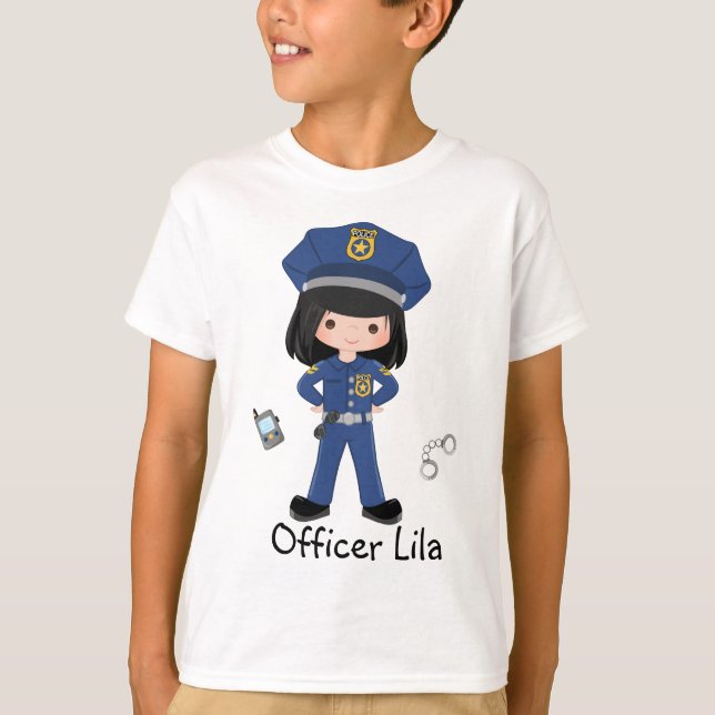 Personlig Girl Police Officer Law Enforccment T Shirt (Framsida)