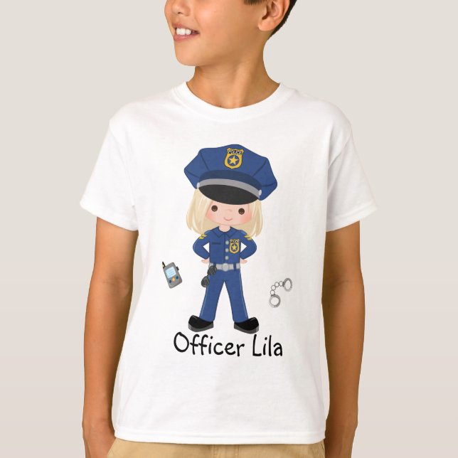 Personlig Girl Police Officer Law Enforccment T Shirt (Framsida)