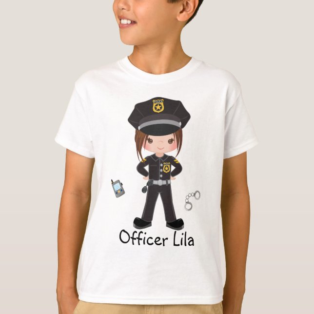 Personlig Girl Police Officer Law Enforccment T Shirt (Framsida)