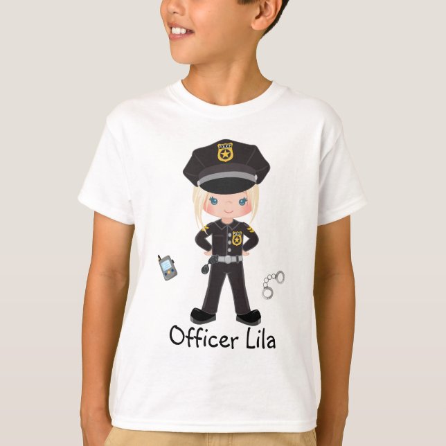Personlig Girl Police Officer Law Enforccment T T Shirt (Framsida)