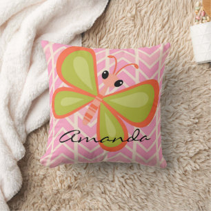 Personlig Girl Rosa Butterfly Pillow Kudde