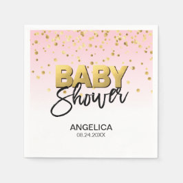 Personlig Girl Rosa Guld confetti Baby Shower Pappersservett
