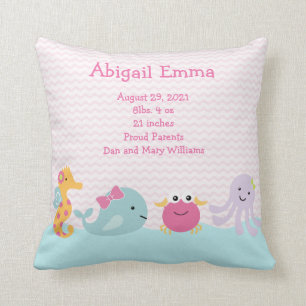 Personlig Girl Sea Critters Pillow Keepsak Kudde