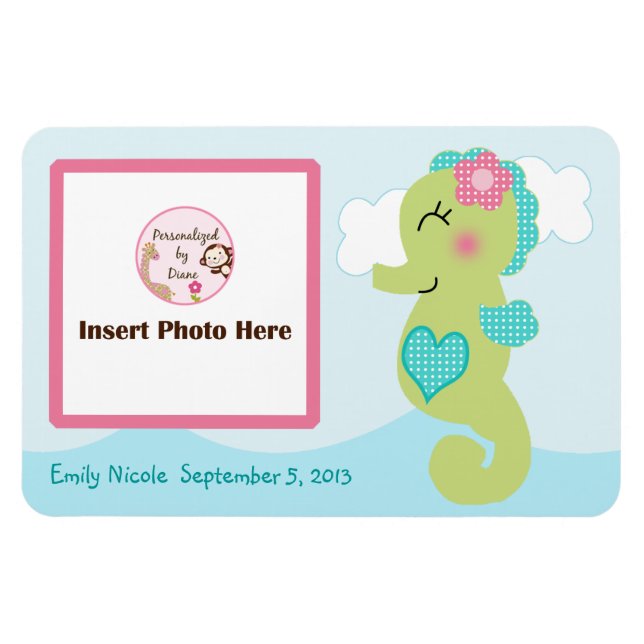 Personlig Girl Seahorse Photo Magnet Keepsak (Horisontell)