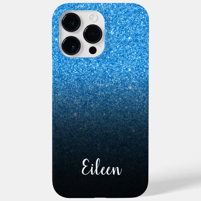 Personlig Girlig Blå Glitter Svart Ombre (Baksida)