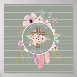 Personlig Girls BAPTISM - Blommigt Kor Sage Poster