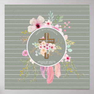 Personlig Girls BAPTISM - Blommigt Kor Sage Poster