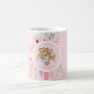 Personlig Girls BAPTISM - Rosa Angel Teddybjörn Kaffemugg
