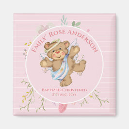 Personlig Girls BAPTISM - Rosa Angel Teddybjörn Magnet