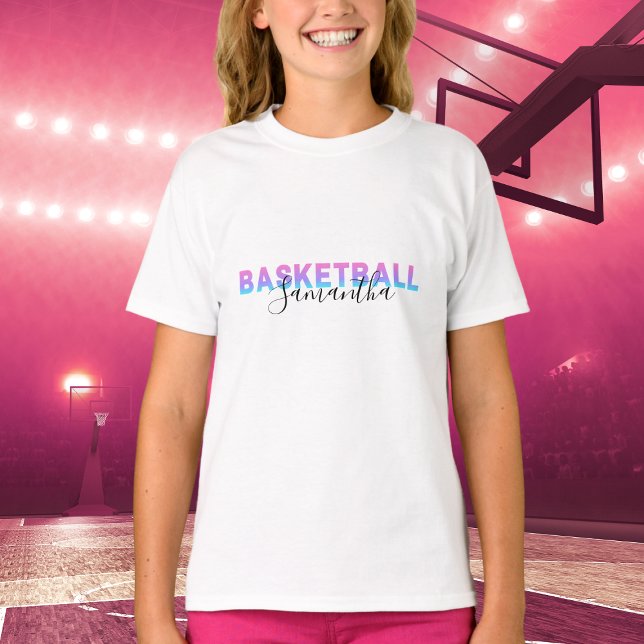 Personlig Girls Basketball Add Custom Name Cute T Shirt (Skapare uppladdad)
