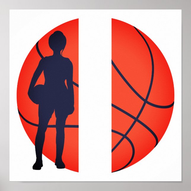 Personlig Girls Basketball Split Monogram Poster (Framsidan)