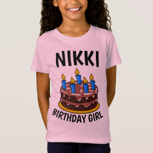 PERSONLIG GIRLS BIRTHDAY GIRL CAKE T-SHIRTS