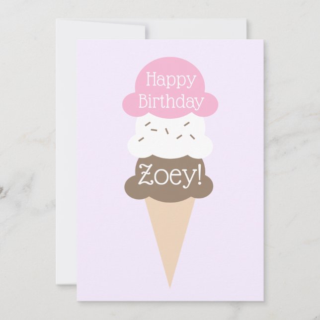 Personlig Girl's Birthday Ice Cream Card Julkort (Framsida)