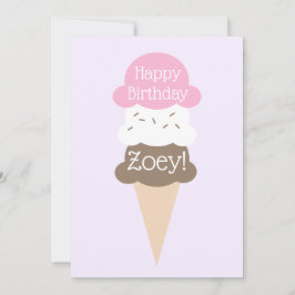 Personlig Girl's Birthday Ice Cream Card Julkort