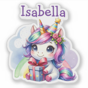 Personlig Girl's Birthday Unicorn Klistermärken