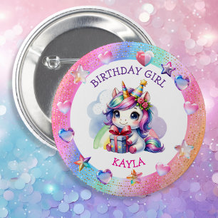 Personlig Girl's Birthday Unicorn Knapp