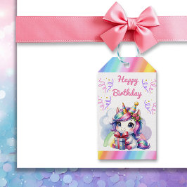 Personlig Girl's Birthday Unicorn Thworthy Presentetikett