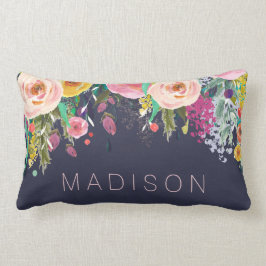 Personlig Girls Cushion, målad Blommigt Lumbarkudde